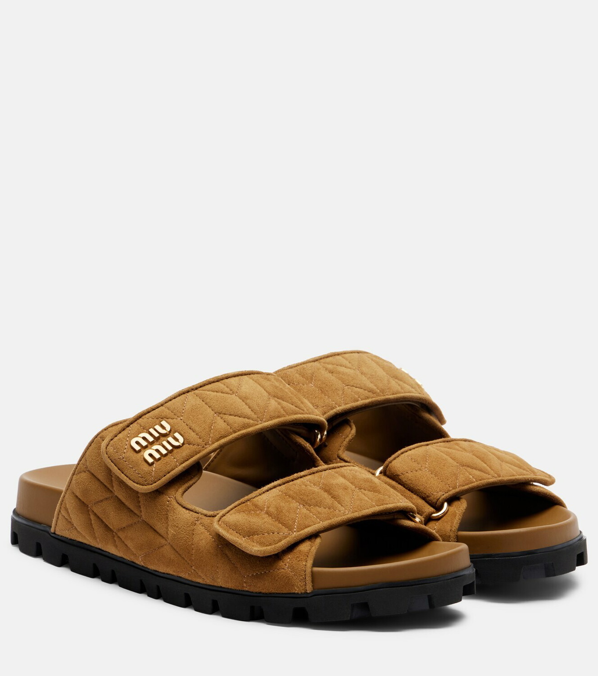 Miu Miu Quilted suede slides