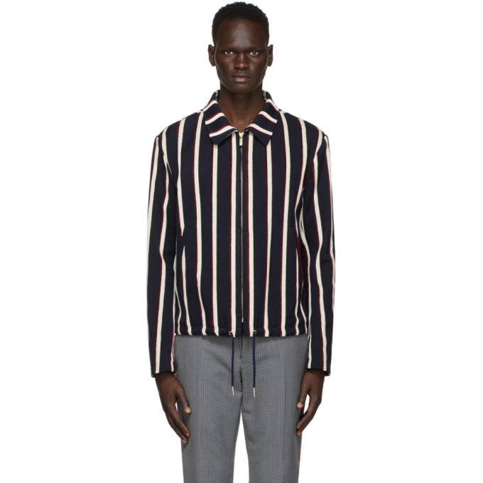 Photo: Thom Browne Navy Velvet Stripe Golf Jacket