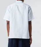 Brioni Striped linen bowling shirt