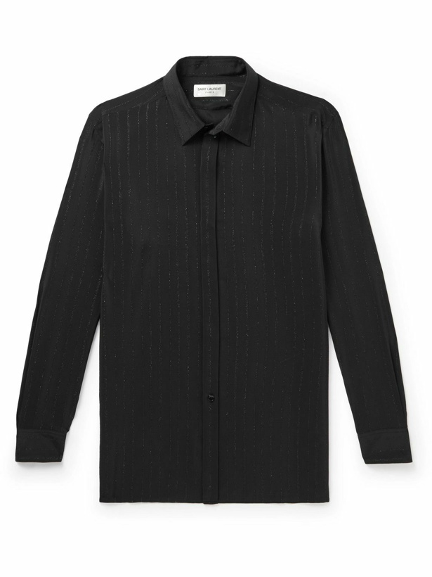 Photo: SAINT LAURENT - Striped Silk Shirt - Black