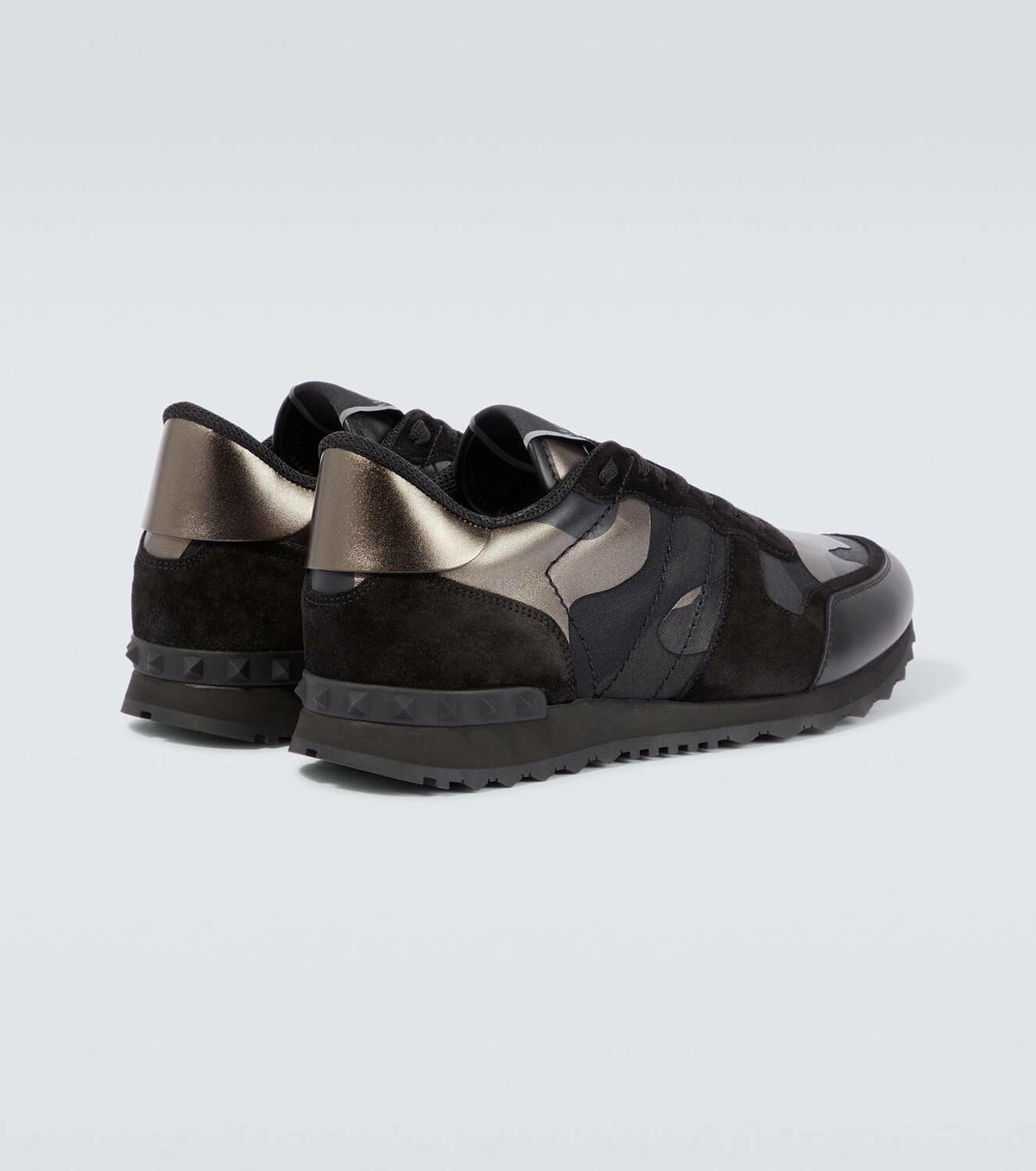 Valentino Garavani Rockrunner leather-trimmed suede sneakers 