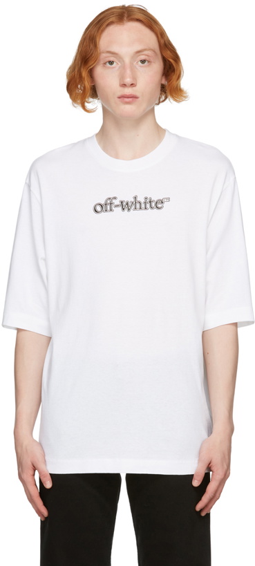 Photo: Off-White White Slanted Logo Skate T-Shirt