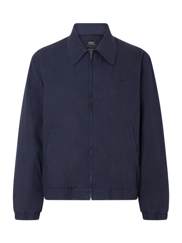 Photo: A.P.C. - William Logo-Embroidered Cotton-Gabardine Blouson Jacket - Blue
