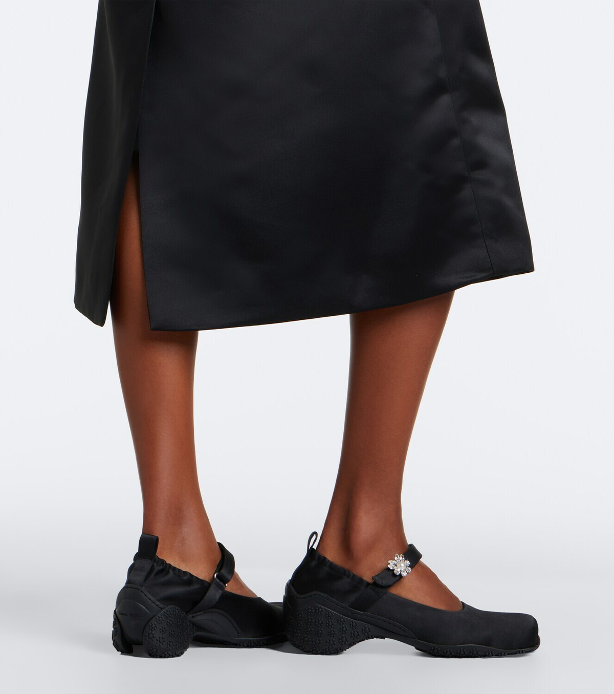 Simone Rocha Floral-appliqué satin midi dress