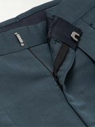 TOM FORD - Tapered Pleated Cotton and Silk-Blend Suit Trousers - Blue