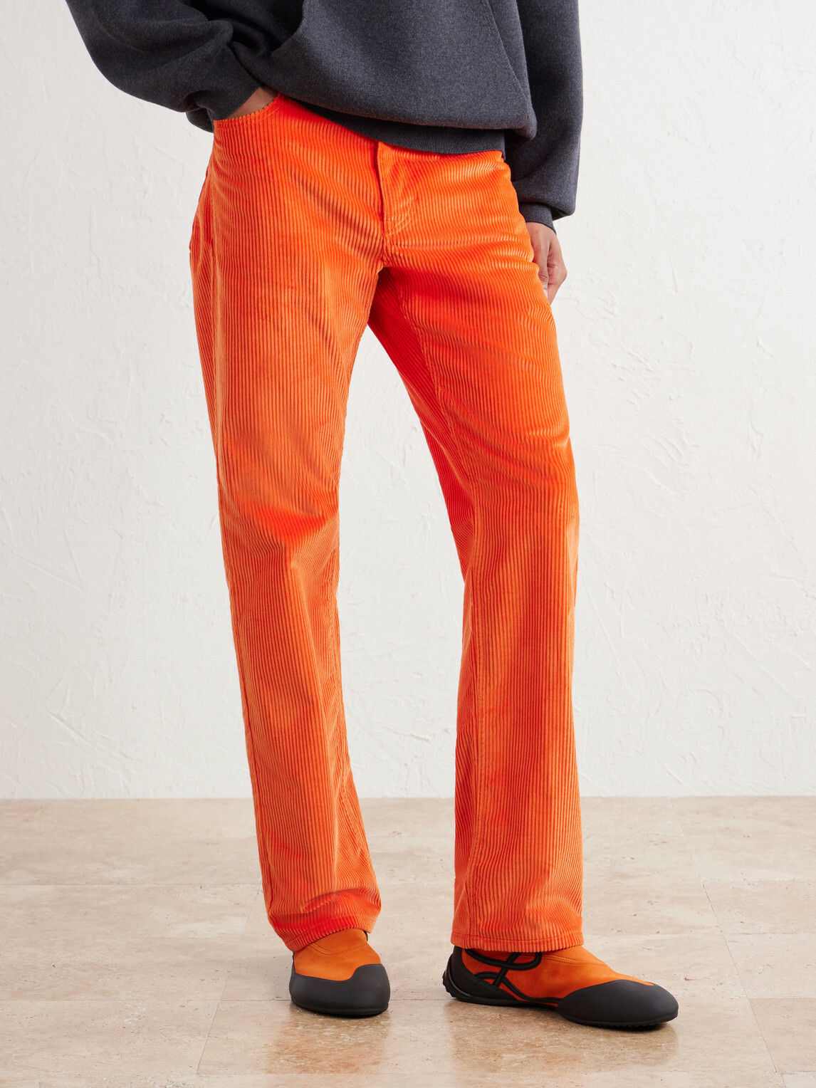 LOEWE - Grip Aqua Rubber-Trimmed Stretch Suede Sneakers - Orange