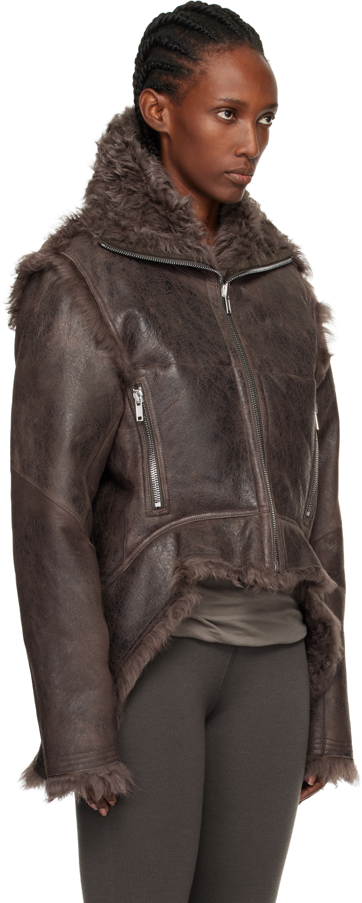 Rick Owens Gray Concordians Exploder Reversible Shearling Jacket