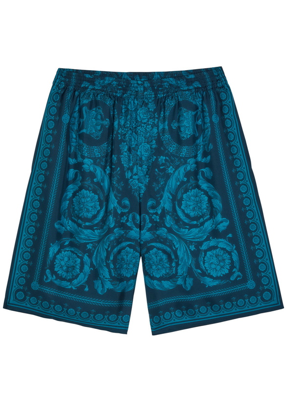 Photo: Versace Printed Silk Shorts Blue