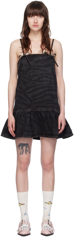 Photo: GANNI Black Bow Denim Minidress