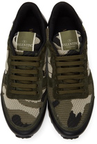 Valentino Garavani Green Camo Mesh Rockrunner Sneakers