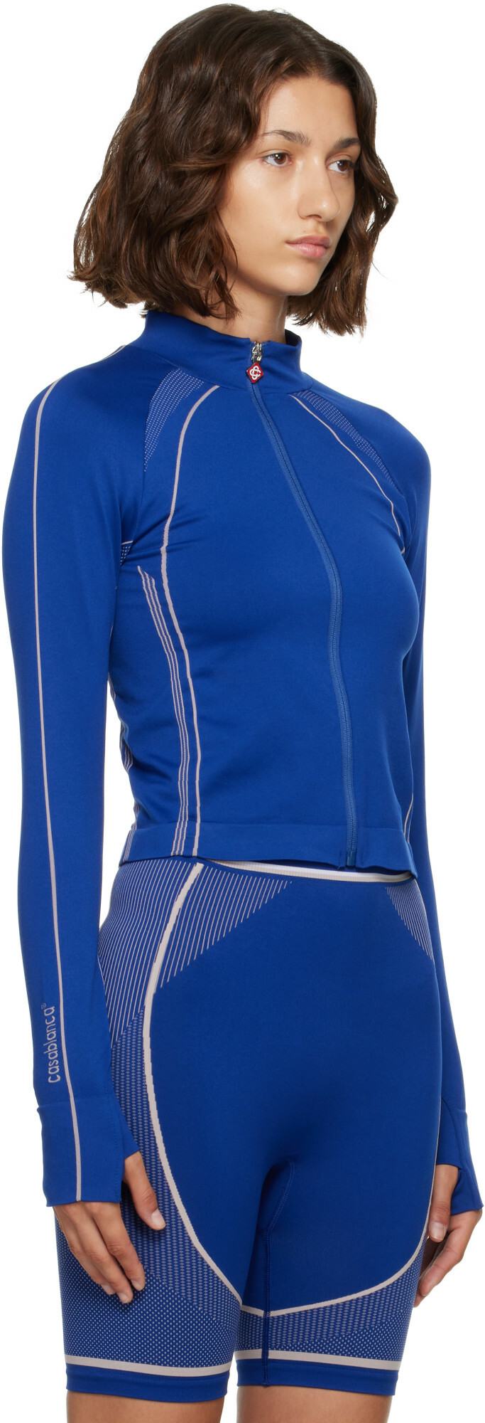 Casablanca Navy Seamless Zip‑Up Track Jacket