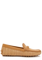 Tods Gommino Leather-trim Raffia Loafers Camel