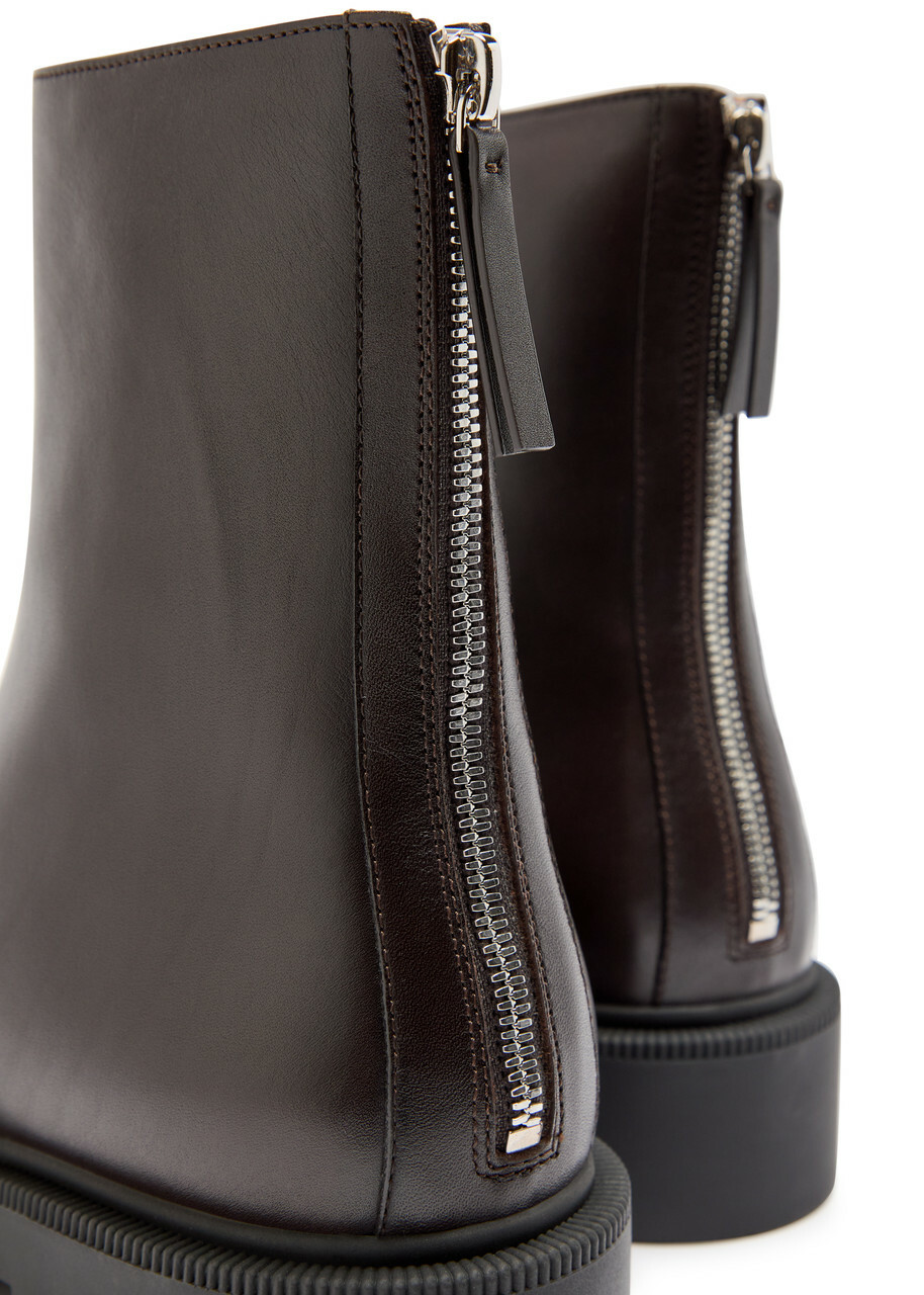 The Row Nobilis Fast Leather Ankle Boots Brown