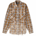 AMIRI Men's Bleach Logo Flannel Shirt in Brown