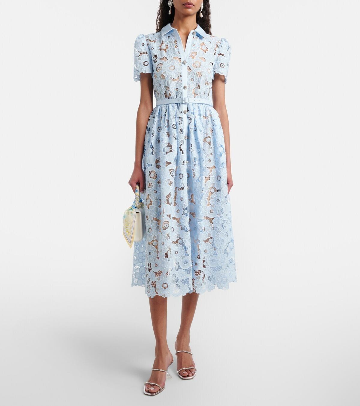 Self-Portrait Belted lace shirt dress