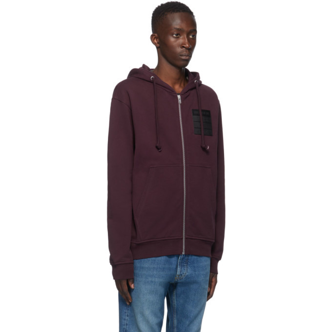 Maison Margiela Burgundy Stereotype Zip-Up Hoodie Maison Margiela