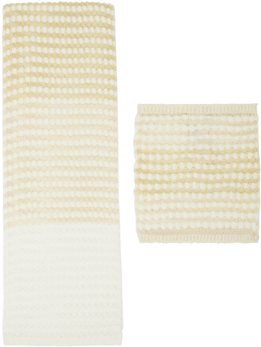 Isa Boulder SSENSE Exclusive Off-White Popcorn Scarf & Neck Warmer Set