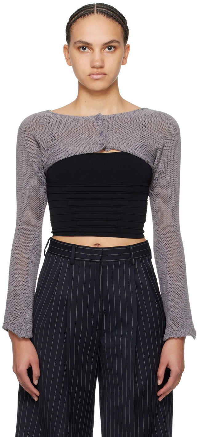 OPEN YY SSENSE Exclusive Gray Bolero Cardigan OPEN YY
