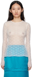 BONBOM White Mesh Long Sleeve T-Shirt