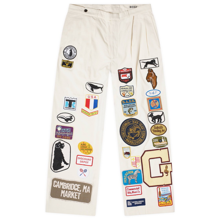 Photo: BODE Men's Cambridge Patch Pant in White/Multi