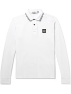 Stone Island - Logo-Appliquéd Stretch-Cotton Piqué Polo Shirt - White