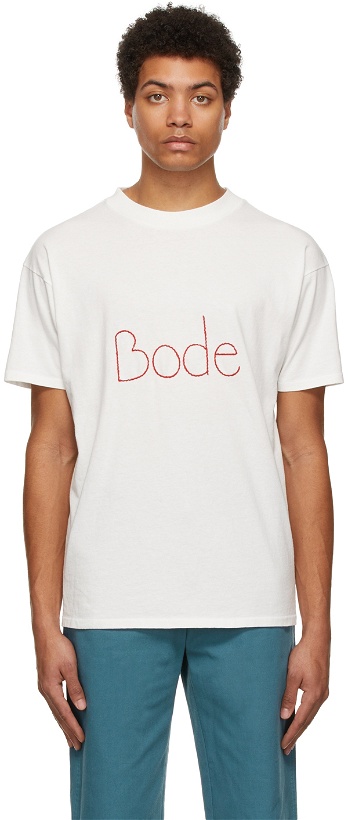 Photo: Bode White Embroidered Logo T-Shirt