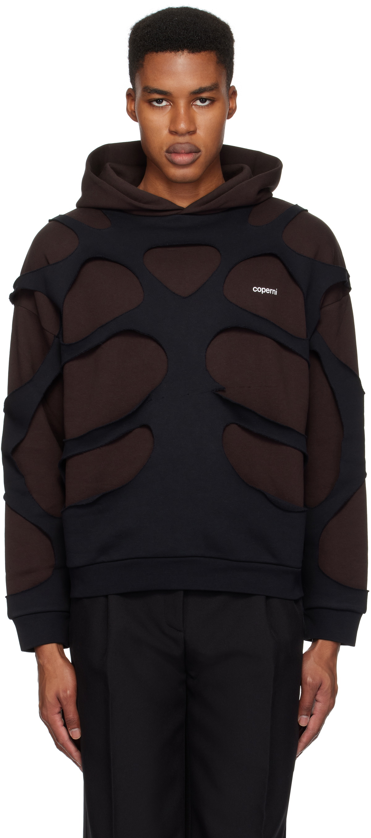Coperni Black & Brown Laser-Cut Hoodie
