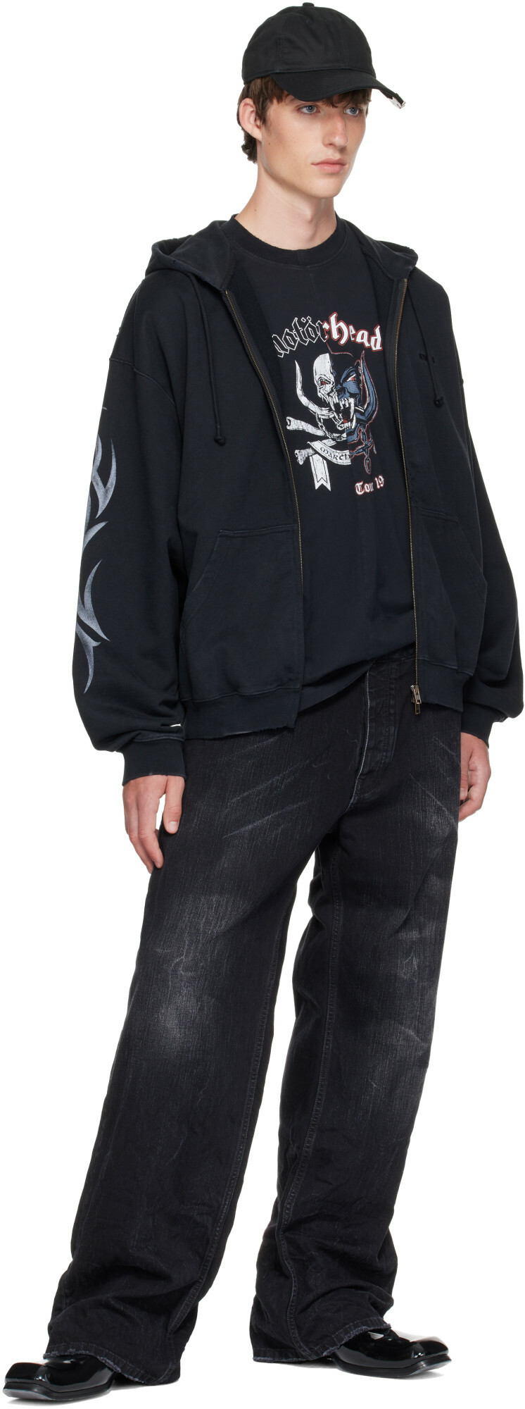 VETEMENTS Black Graffiti Zip Up Hoodie