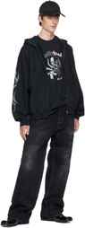 VETEMENTS Black Graffiti Zip Up Hoodie