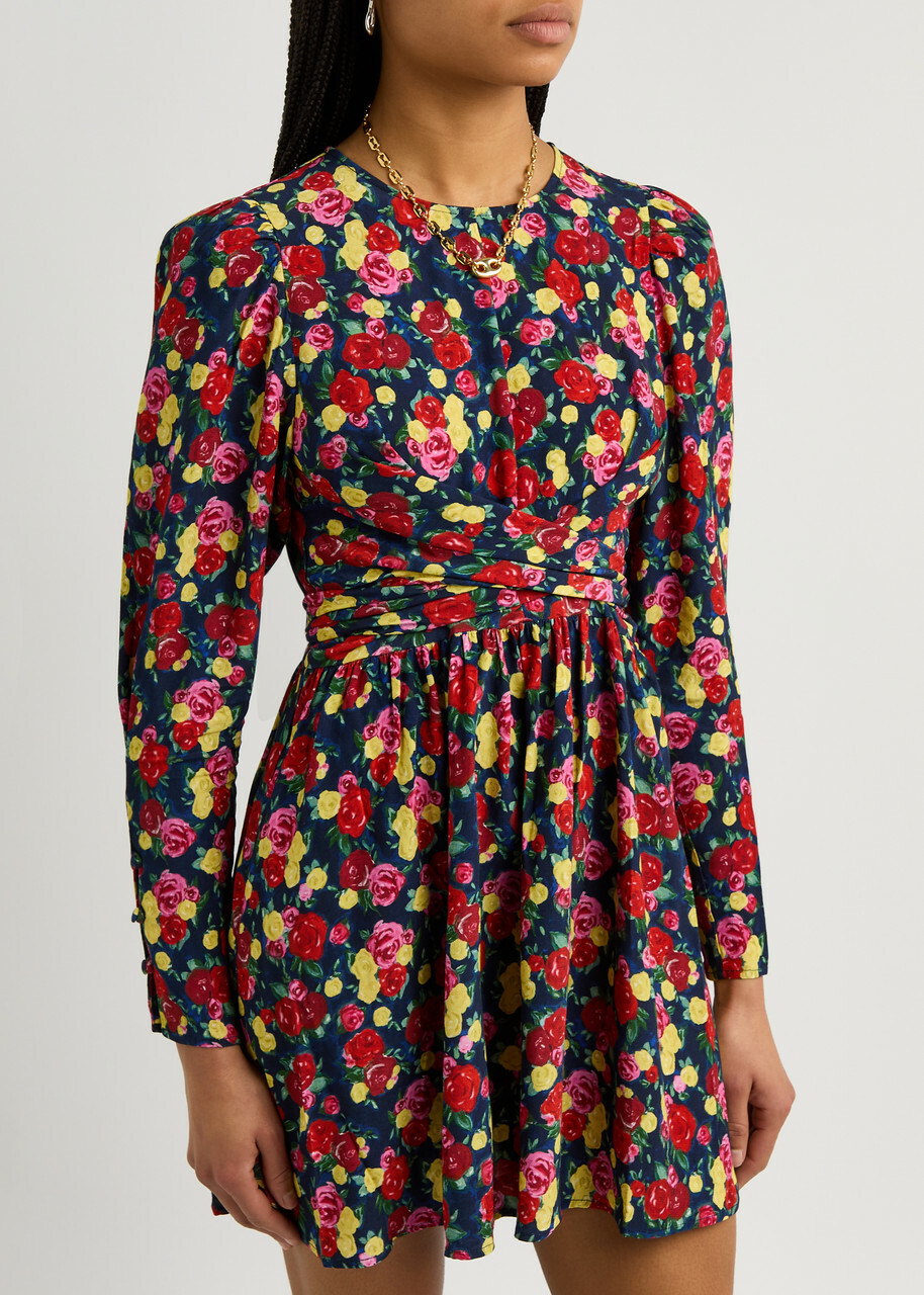 Kitri Jeanetta Floral-print Mini Dress Red KITRI Kitri Jeanetta Floral-print Mini Dress Red KITRI