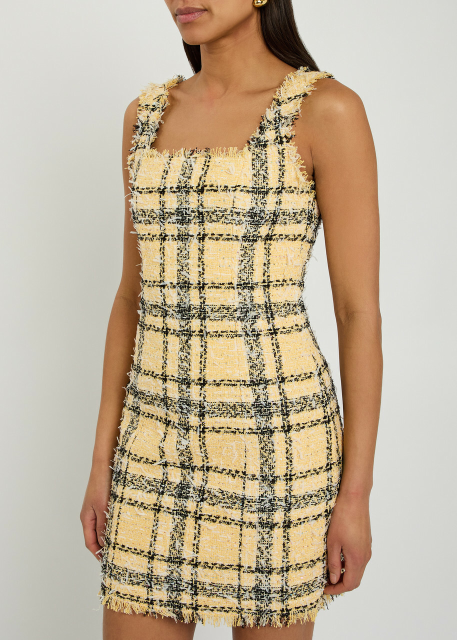 Balmain Checked Tweed Mini Dress Multicoloured