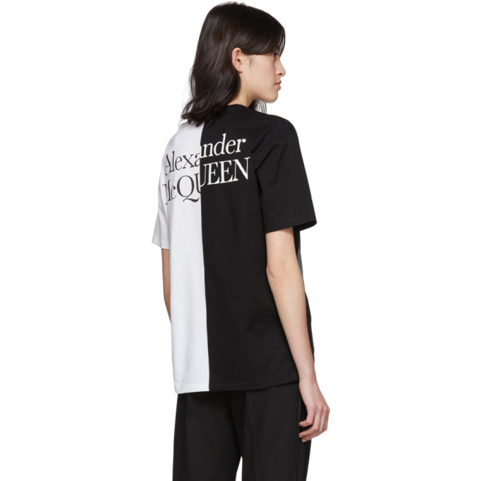 Alexander McQueen White and Black Oversized Hybrid Floral T-Shirt