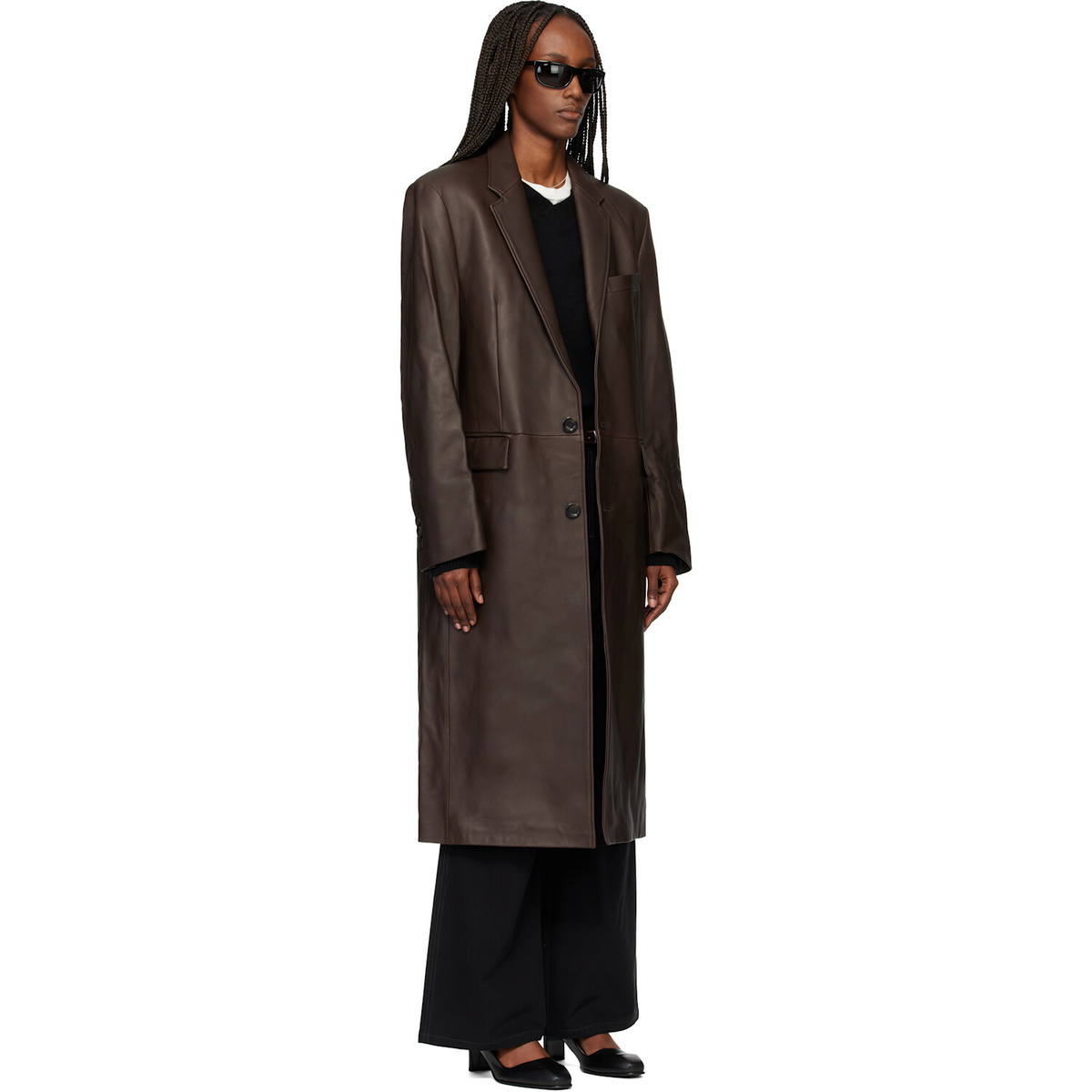 TONYWACK Brown Naked Single Lamb Leather Coat