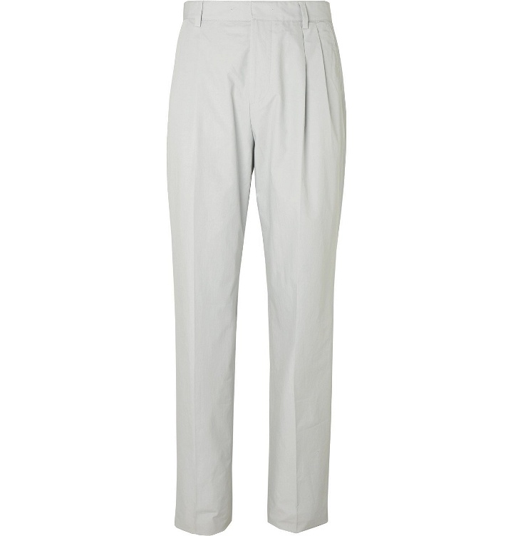 Photo: Hugo Boss - Peter Tapered Pleated Cotton Suit Trousers - Gray