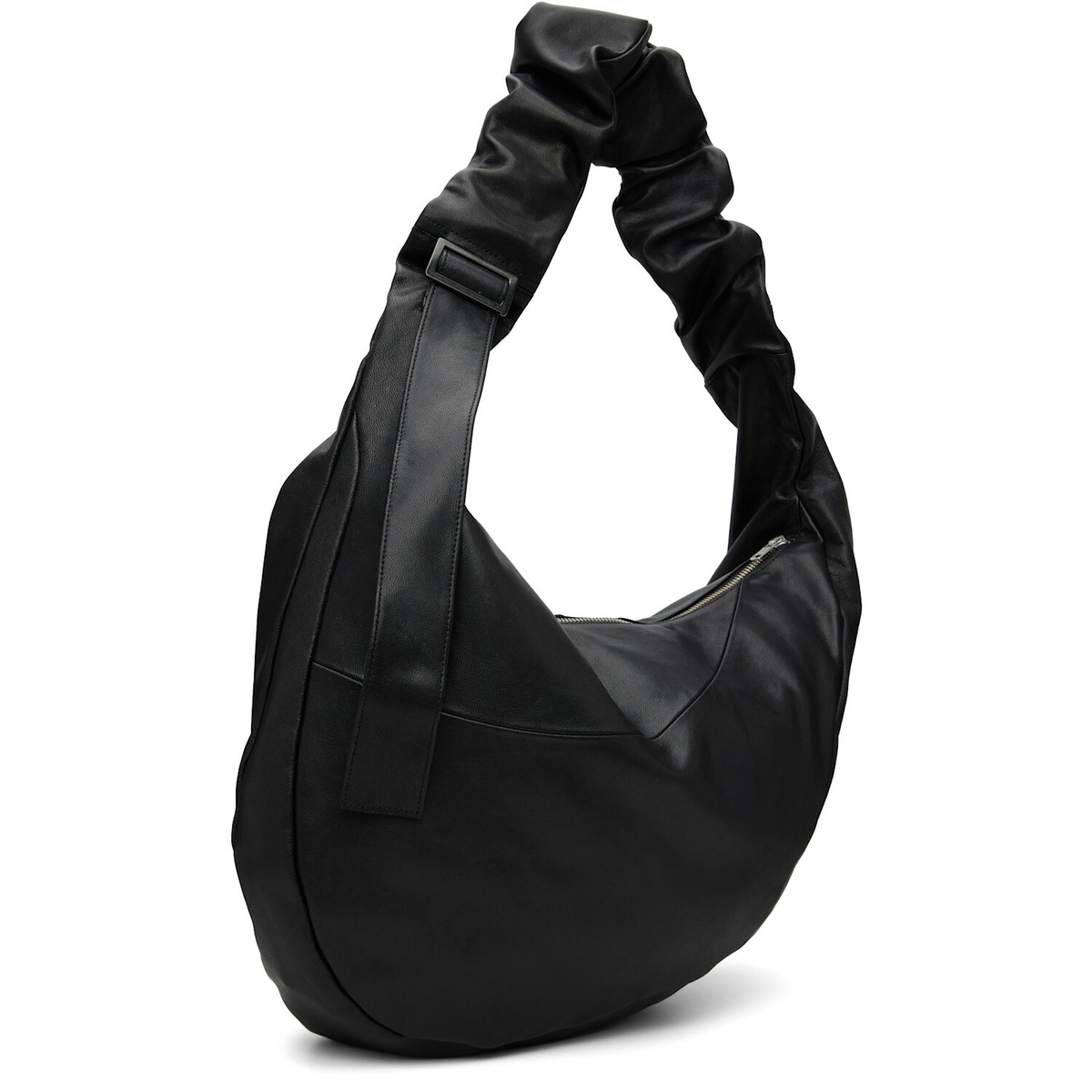 ssstein Black Goat Leather Twist Shoulder Bag