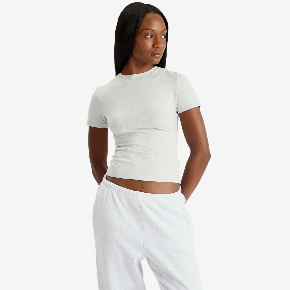 SKIMS T-SHIRT コットンジャージ ホワイト XXS (即日発送可) Skims White Cotton-Blend Shrunken T-Shirt | Harrods US