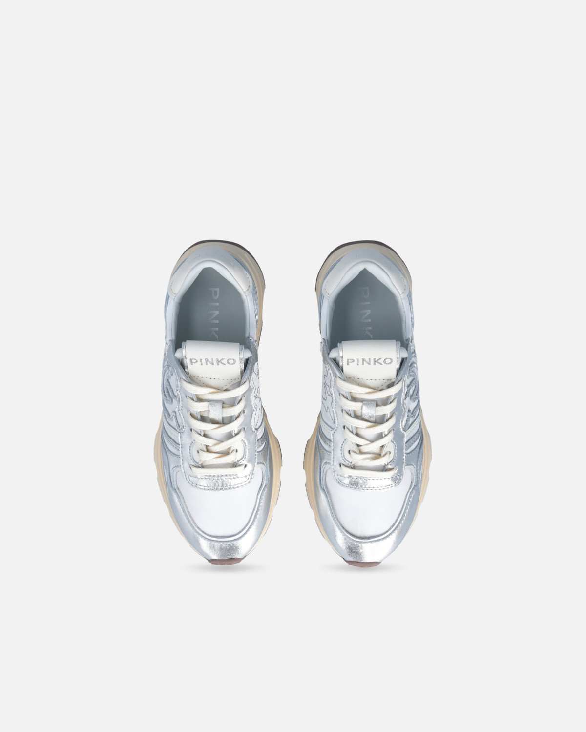 Pinko Logo Sneakers With Silver Details Silver