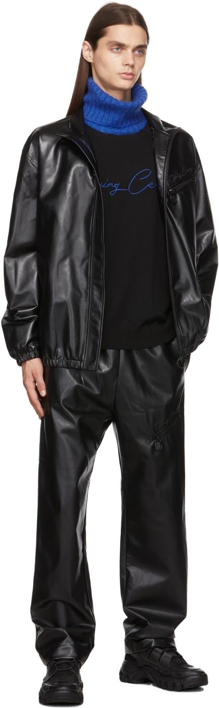 Opening Ceremony Black Faux-Leather Track Jacket