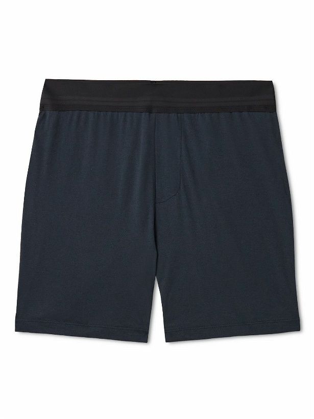 Photo: James Perse - Luxe Lotus Cotton-Jersey Boxer Shorts - Blue