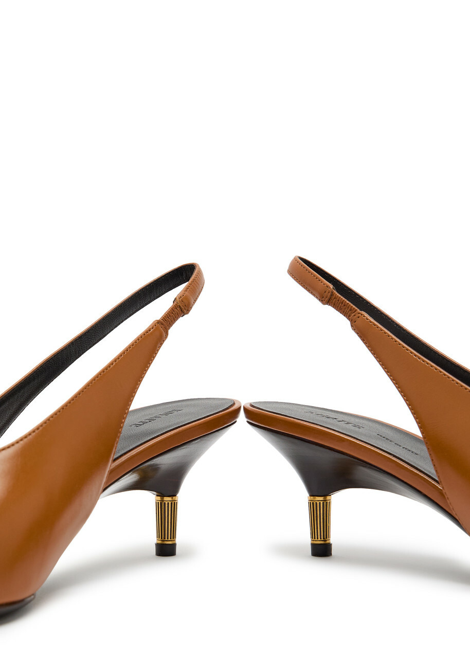Khaite Bella 55 18kt Gold-plated Leather Slingback Pumps
