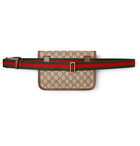 Gucci - Ophedia Leather-Trimmed Monogrammed Coated-Canvas Belt Bag - Brown