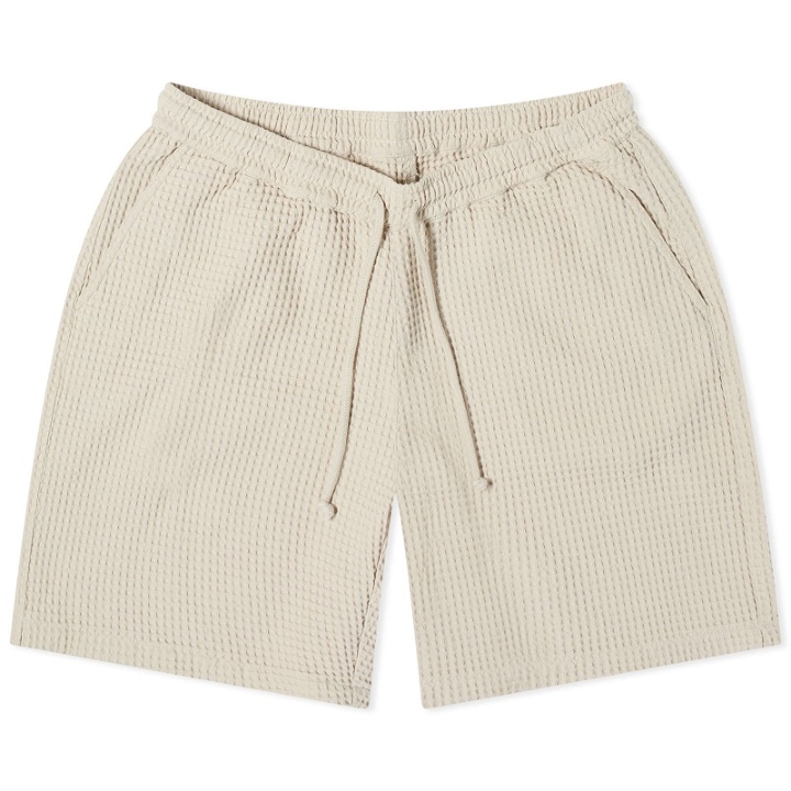 Photo: Universal Works Men's Pike Waffle Lumber Shorts in Driftwood