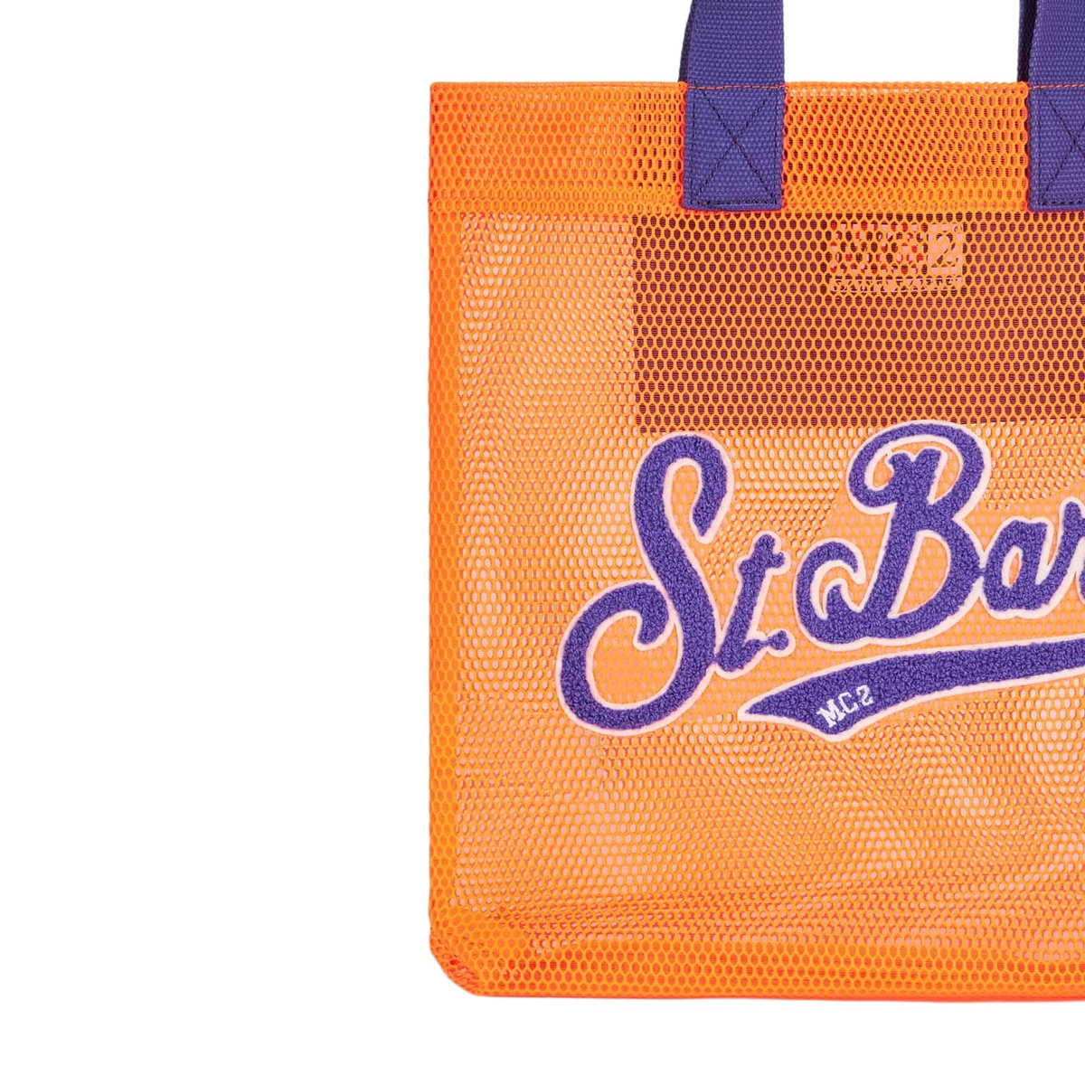 MC2 Saint Barth Mesh Orange Shopper Bag With Front Terry Embroidery