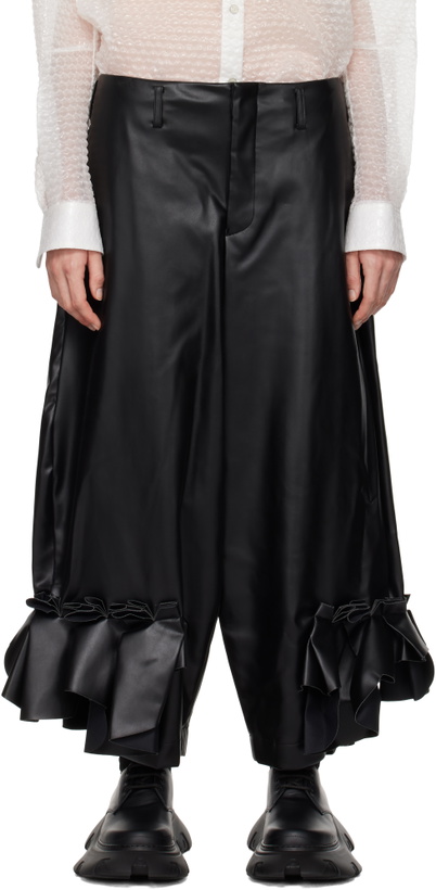 Photo: Comme des Garçons Black Ruffle Faux-Leather Trousers