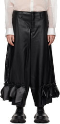 Comme des Garçons Black Ruffle Faux-Leather Trousers
