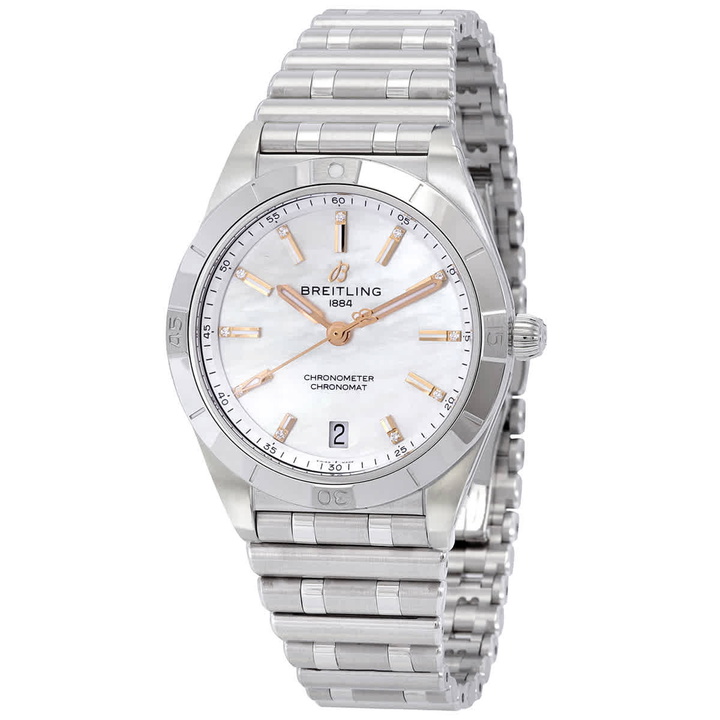 Photo: Breitling Chronomat Automatic Diamond White Mother of Pearl Dial Unisex Watch A10380101A4A1