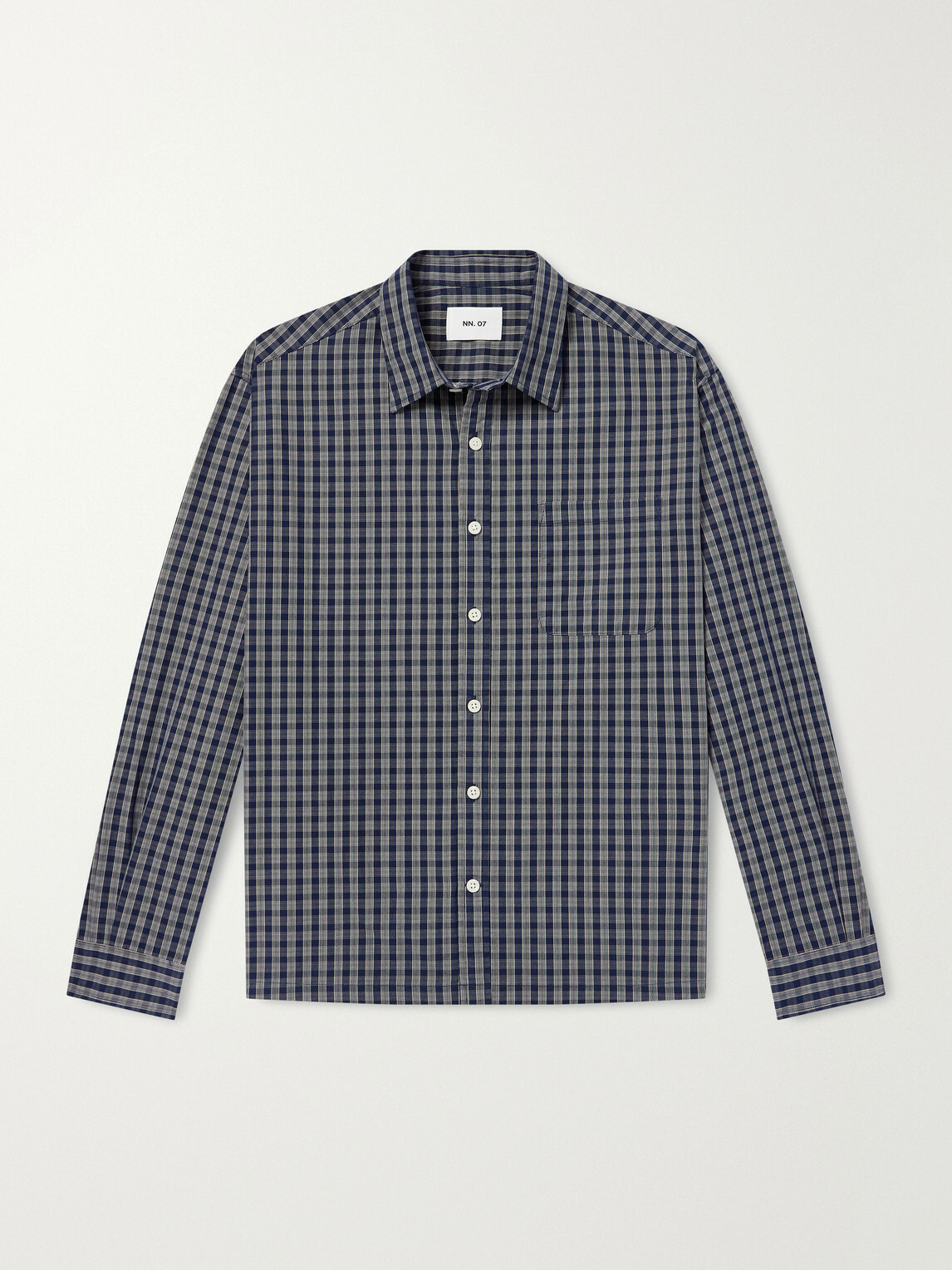 NN07 - Deon 50035 Checked Woven Organic Cotton Shirt - Blue