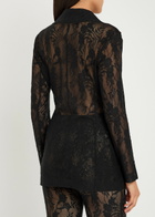 Norma Kamali Floral Guipure Lace Jacket Black
