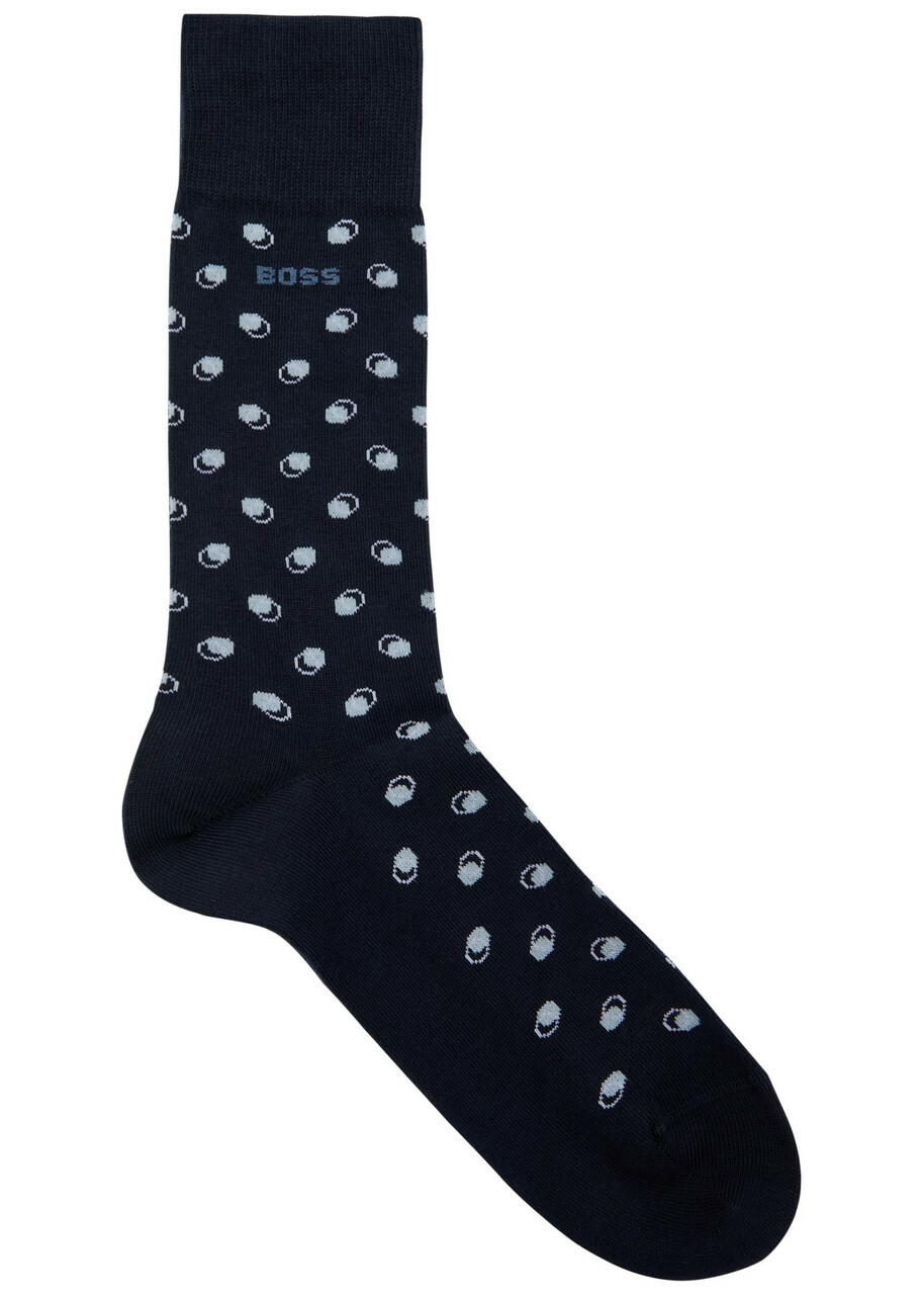 Boss Patterned Cotton-blend Socks set of two Navy