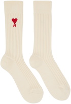 AMI Paris Three-Pack Off-White Ami de Cœur Socks